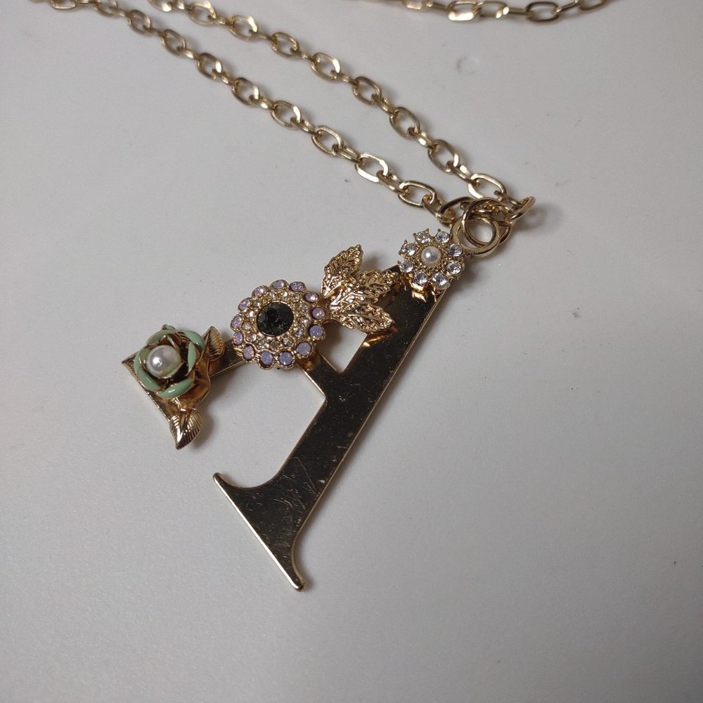 Letter A Decorative Pendant On Long 36 Inch Gold Tone Chain